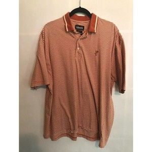 Ashworth XL Golf Polo Shirt Orange and White Stripe Cotton